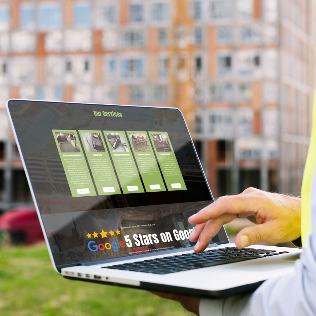 Foundation Brothers website viewed on site on a laptop