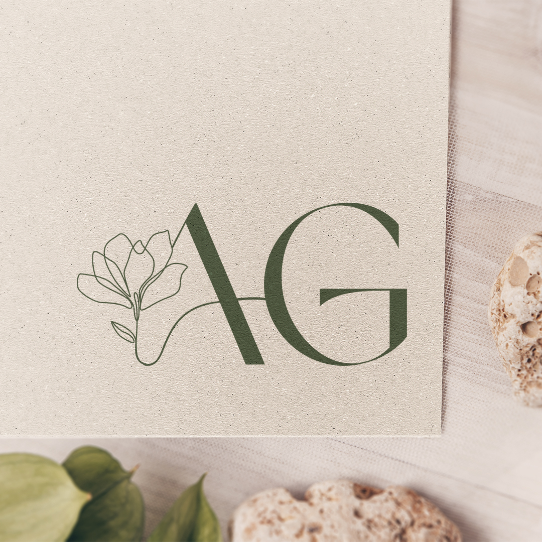 AyurGlow monogram with botanical linework